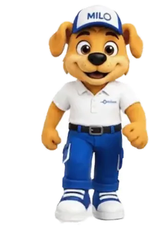 Milo, la mascota de COPEMSA, camina hacia ti